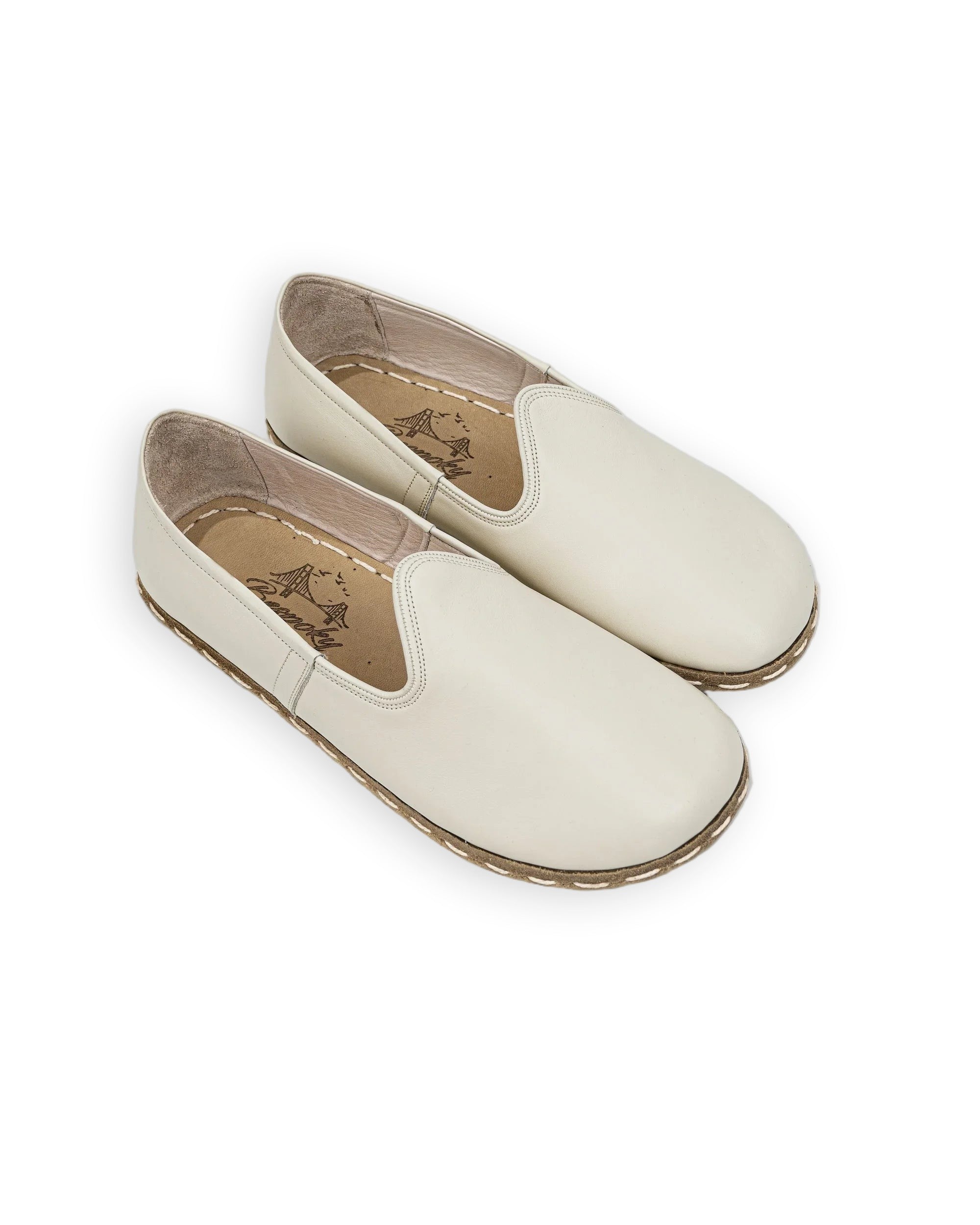 Men's Lucas Beige Barefoot Yemeni - Handcrafted Calf Leather Wide Toe Box | Bespoky