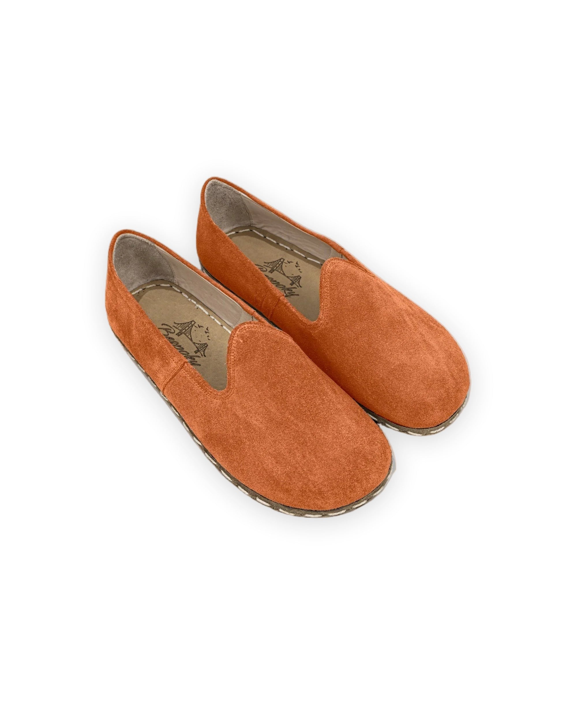 Men's Orange Suede Barefoot Yemeni - Handcrafted Calf Leather Wide Toe Box | Bespoky