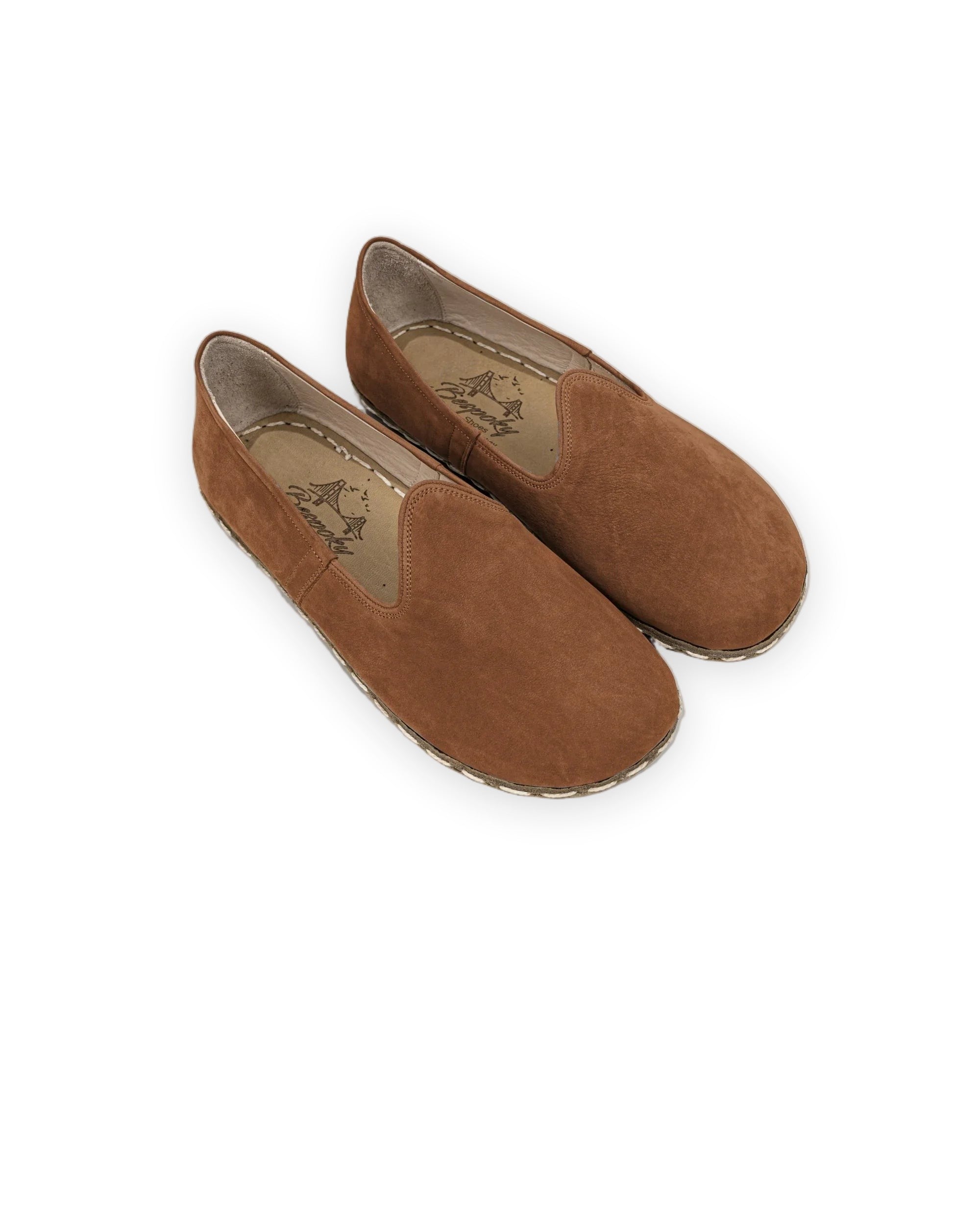 Men's Tan Nubuck Barefoot Yemeni - Handcrafted Calf Leather Wide Toe Box | Bespoky