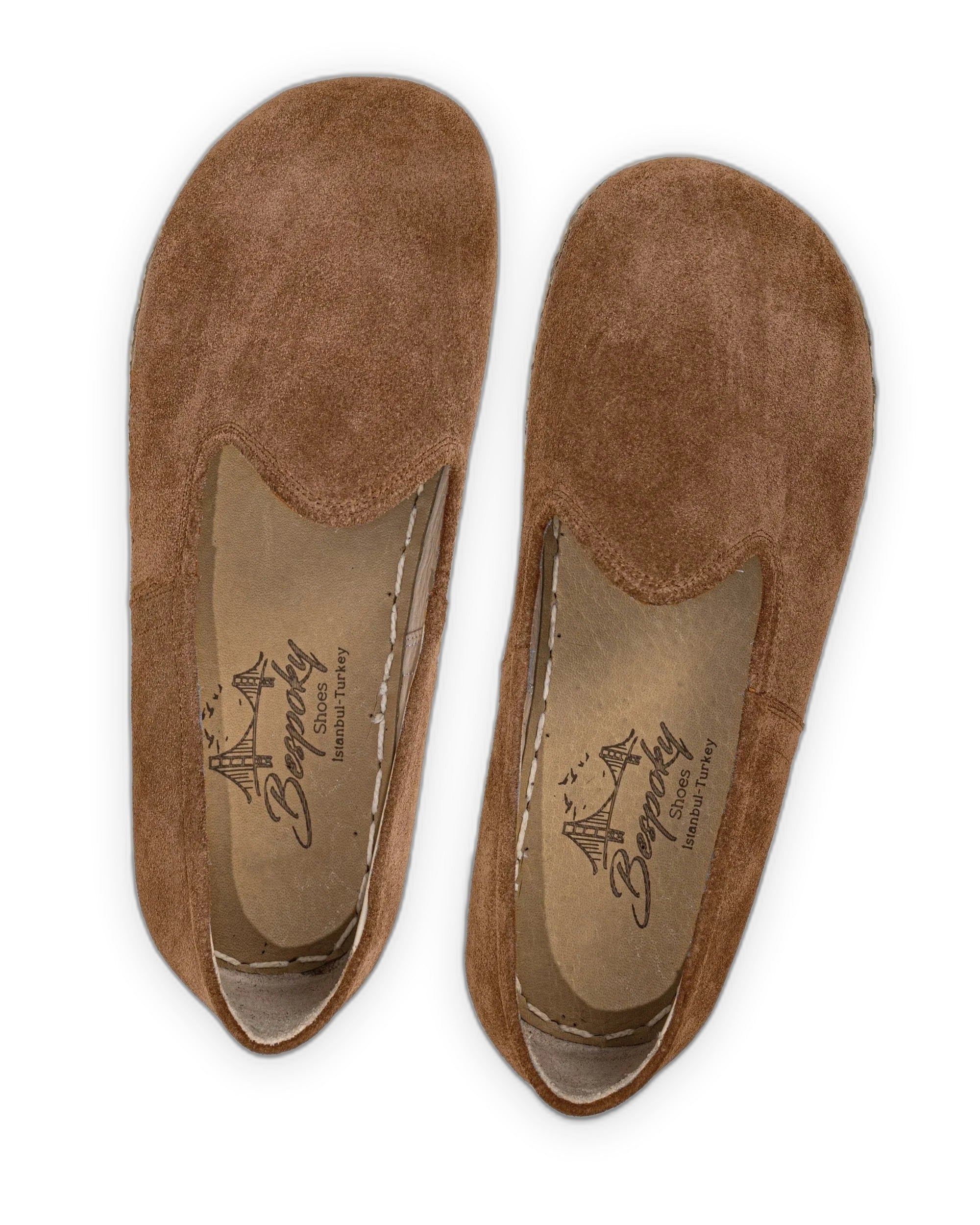 Side view Tan Suede Barefoot Yemeni - Calf Leather Zero Drop | Bespoky