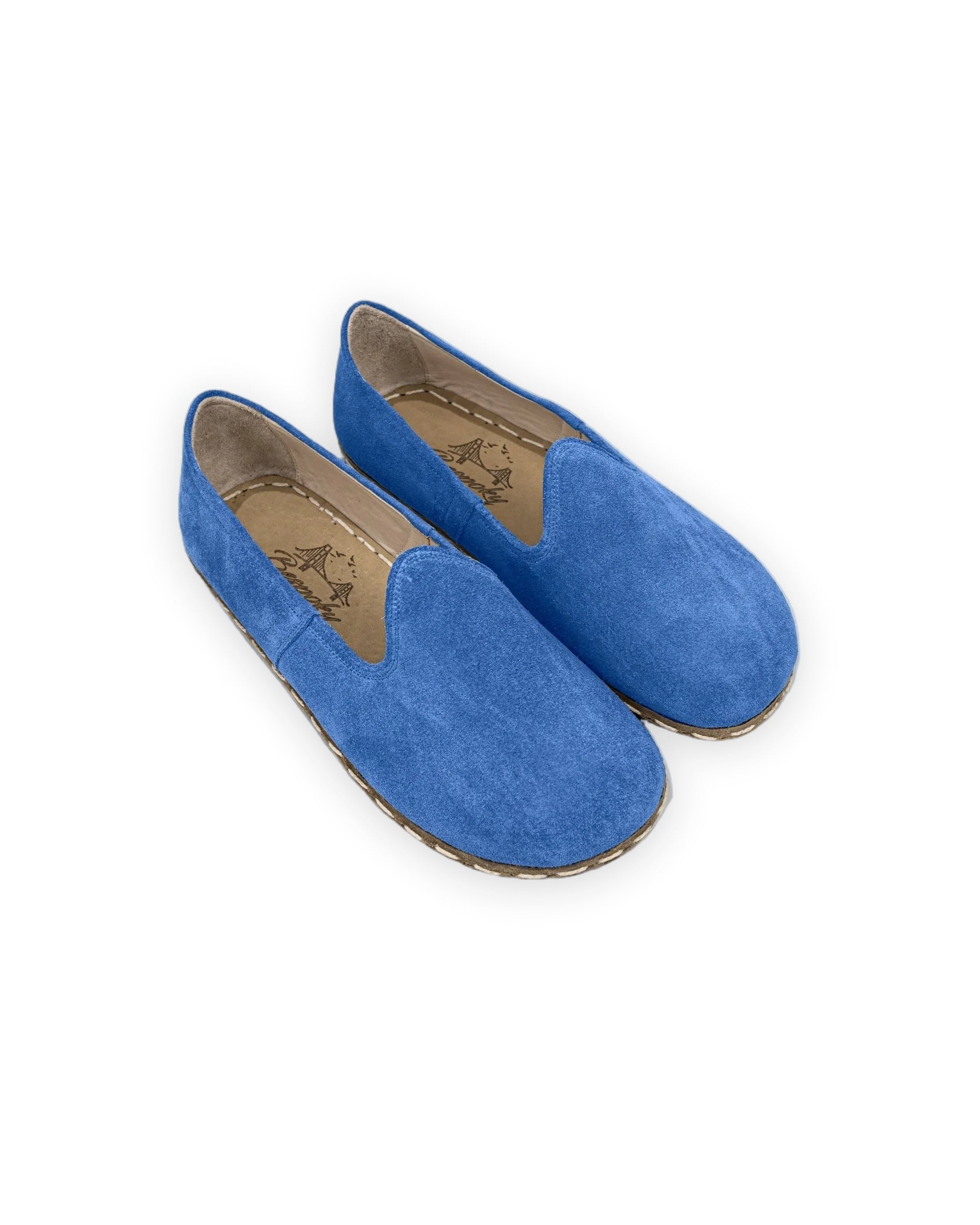 Women's Blue Barefoot Yemeni - Handcrafted Calf Leather Wide Toe Box | Bespoky