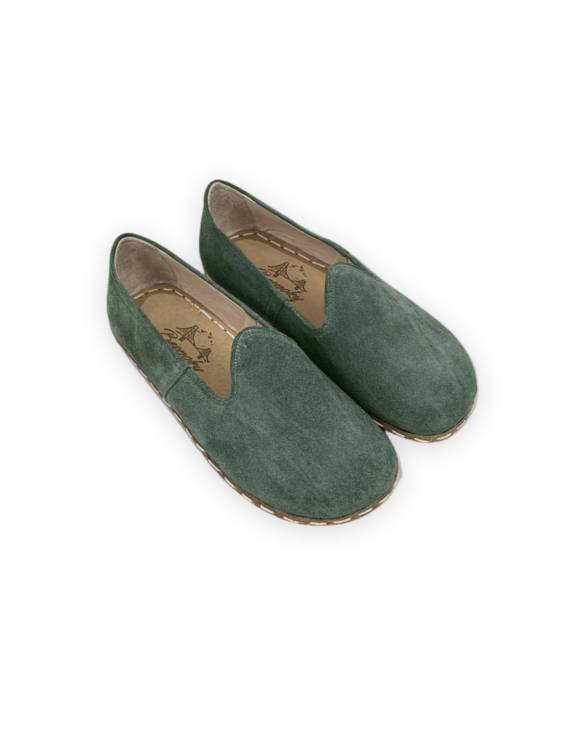 Women's Green Barefoot Yemeni - Handcrafted Calf Leather Wide Toe Box | Bespoky