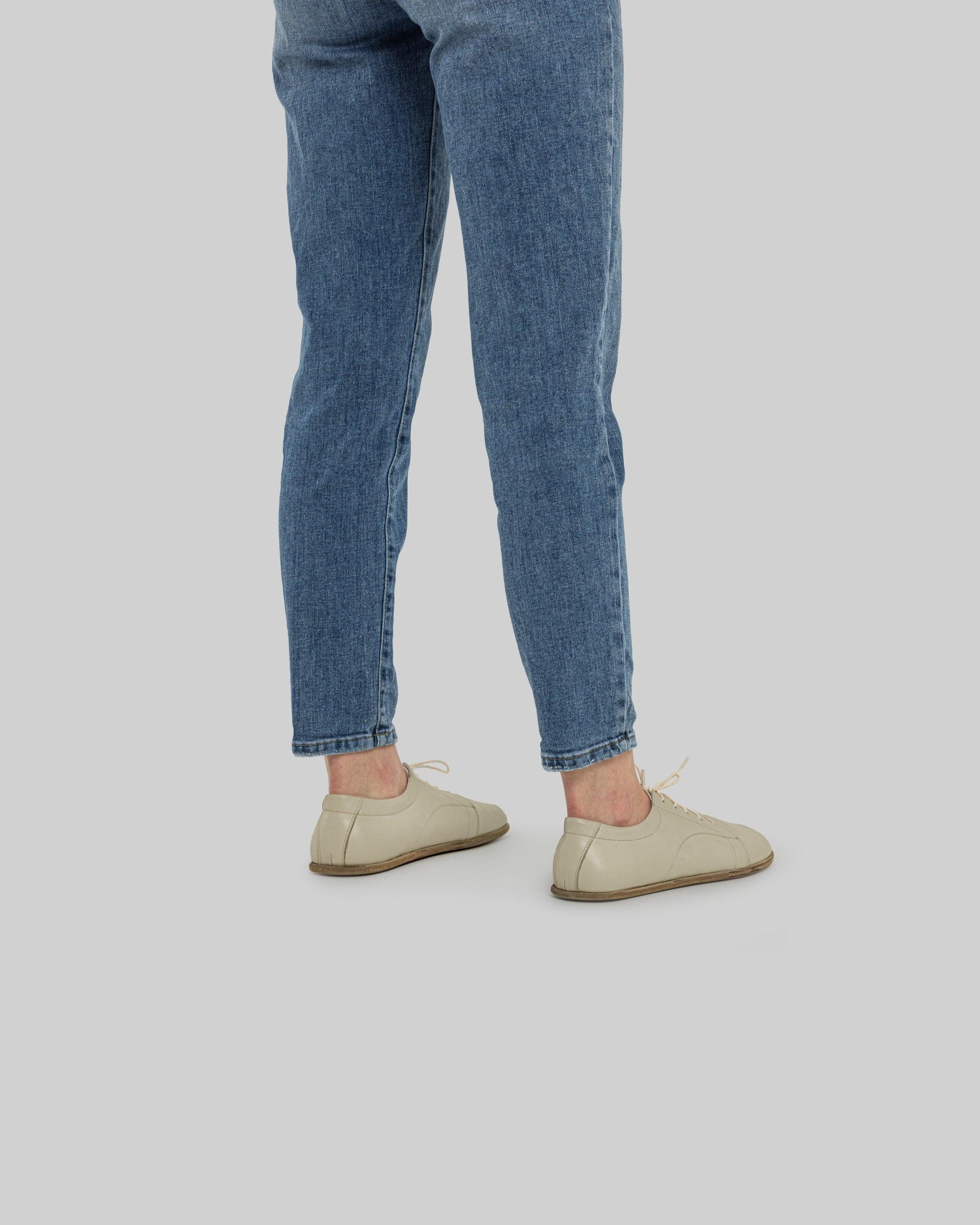 Pair Beige Barefoot Sneaker - Barefoot Wide Toe Calf Leather | Bespoky