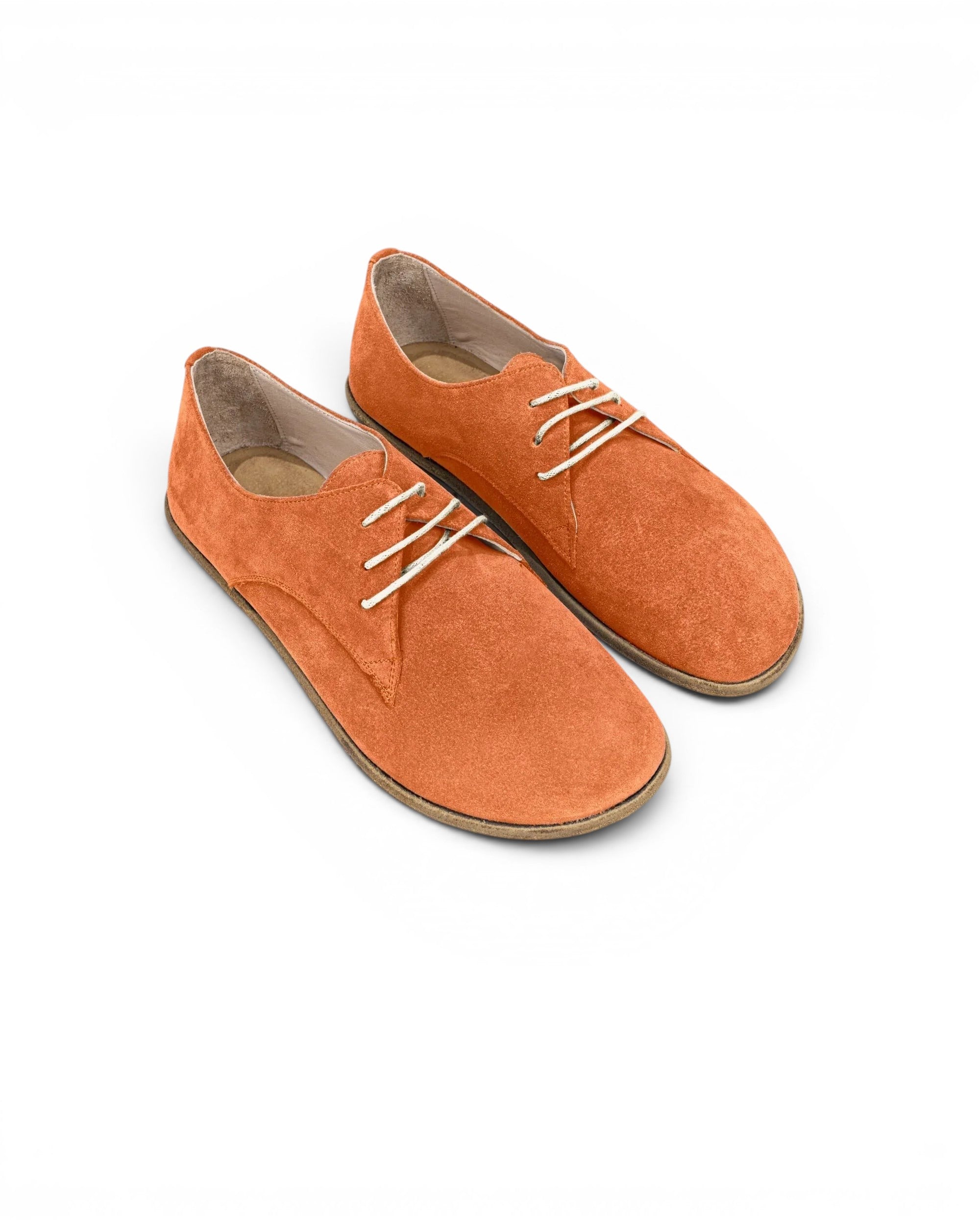Women's Orange Oxford Shoes - Handcrafted Calf Leather Wide Toe Box | Bespoky