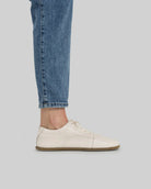 Close-up calf leather - Cream Barefoot Sneaker Detail | Bespoky