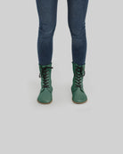 Close-up calf leather - Green Barefoot Boot Detail | Bespoky