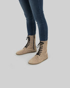 Men's Beige Nubuck Barefoot Boot - Handcrafted Calf Leather Wide Toe Box | Bespoky
