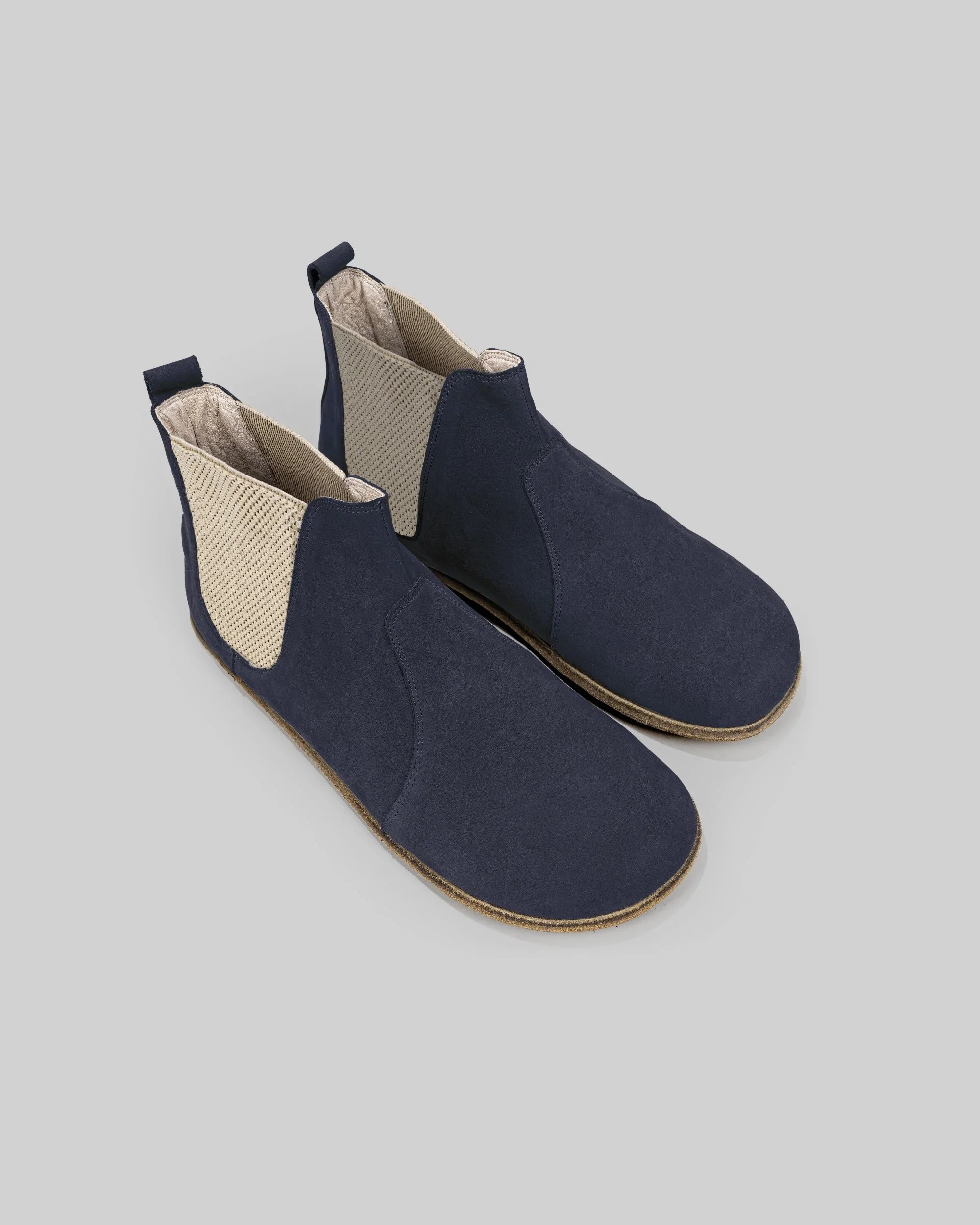 Men's Navy Nubuck Chelsea Boots - Handcrafted Calf Leather Wide Toe Box | Bespoky
