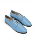 Women's Baby Blue Pointed Toe Oxford - Handcrafted Calf Leather Wide Toe Box | Bespoky