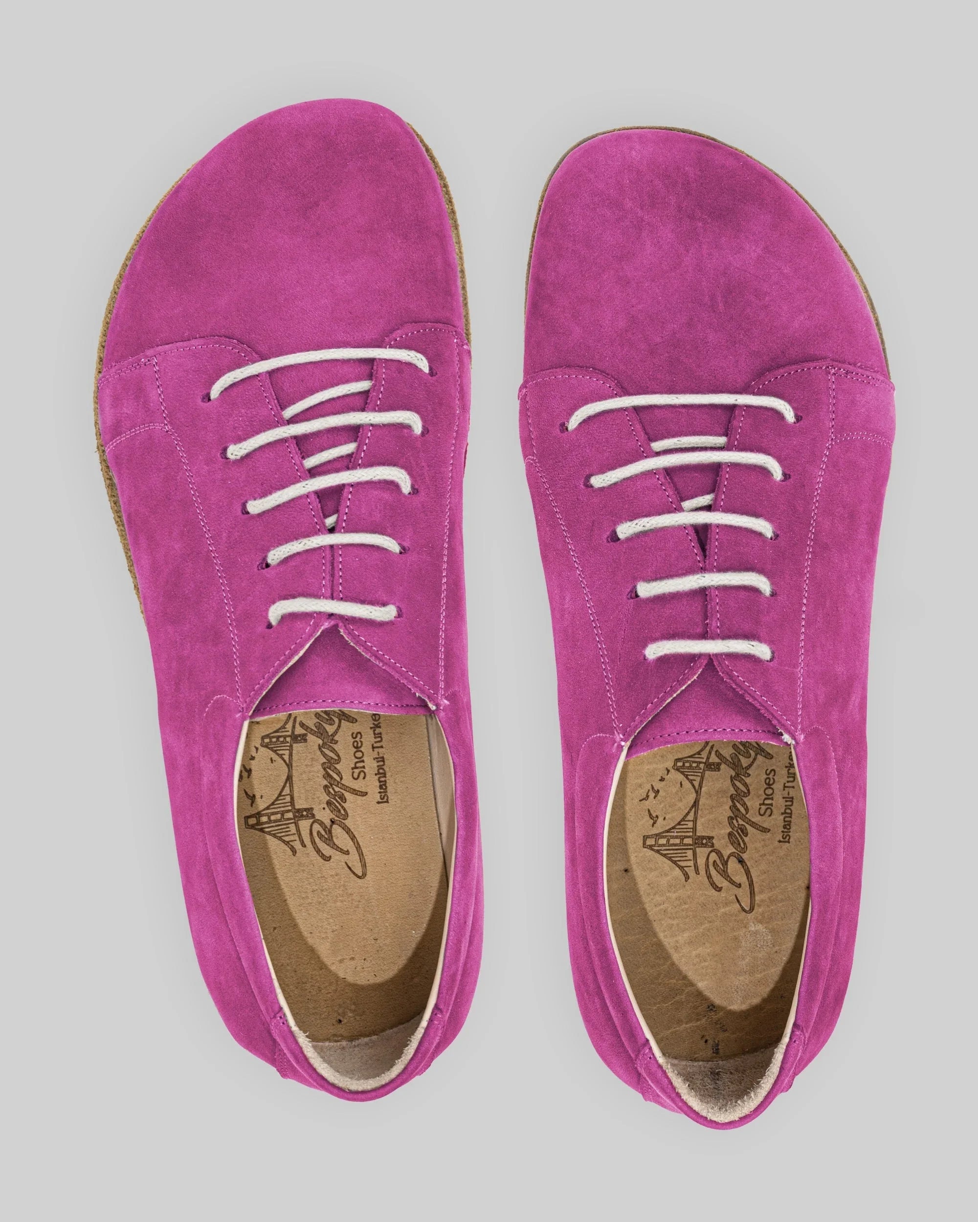 Seitenansicht Pinker Barfuß-Sneaker - Kalbsleder Zero Drop | Bespoky