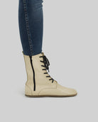 Close-up calf leather - Beige Barefoot Boot Detail | Bespoky