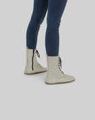 Close-up calf leather - Lucas Beige Barefoot Boot Detail | Bespoky