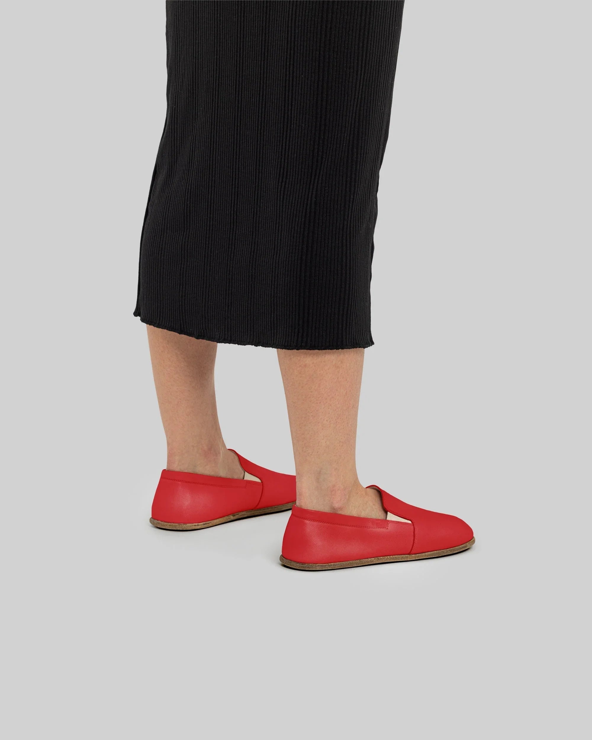 Detail Red Barefoot Shoes - Handcrafted Calf Leather Turkey | Bespoky