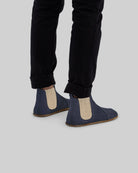 Pair Navy Chelsea Boots - Barefoot Wide Toe Calf Leather | Bespoky