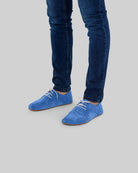 Detail Blue Suede Oxford Shoes - Handcrafted Calf Leather Turkey | Bespoky