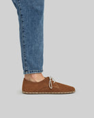Pair Tan Nubuck Oxford Shoes - Barefoot Wide Toe Calf Leather | Bespoky