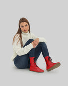 Back view Red Barefoot Boot - Calf Leather Handcrafted | Bespoky