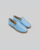 Women's Baby Blue Yemeni Shoes - Handcrafted Calf Leather Wide Toe Box | Bespoky