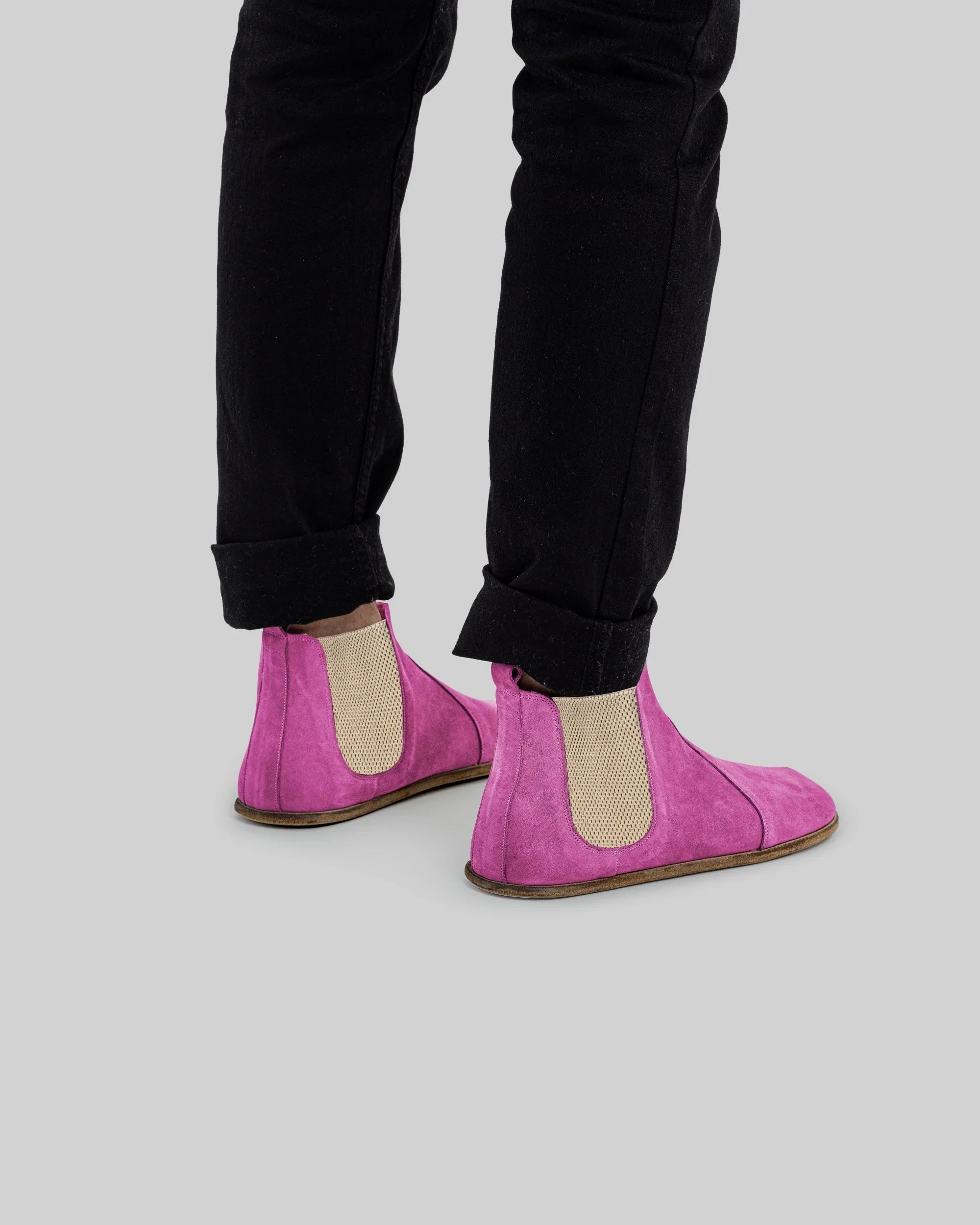 Pair Pink Chelsea Boots - Barefoot Wide Toe Calf Leather | Bespoky