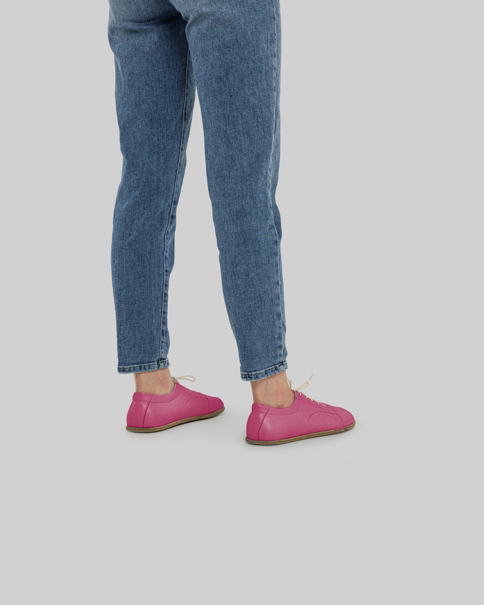 Pair Fuchsia Barefoot Sneaker - Barefoot Wide Toe Calf Leather | Bespoky