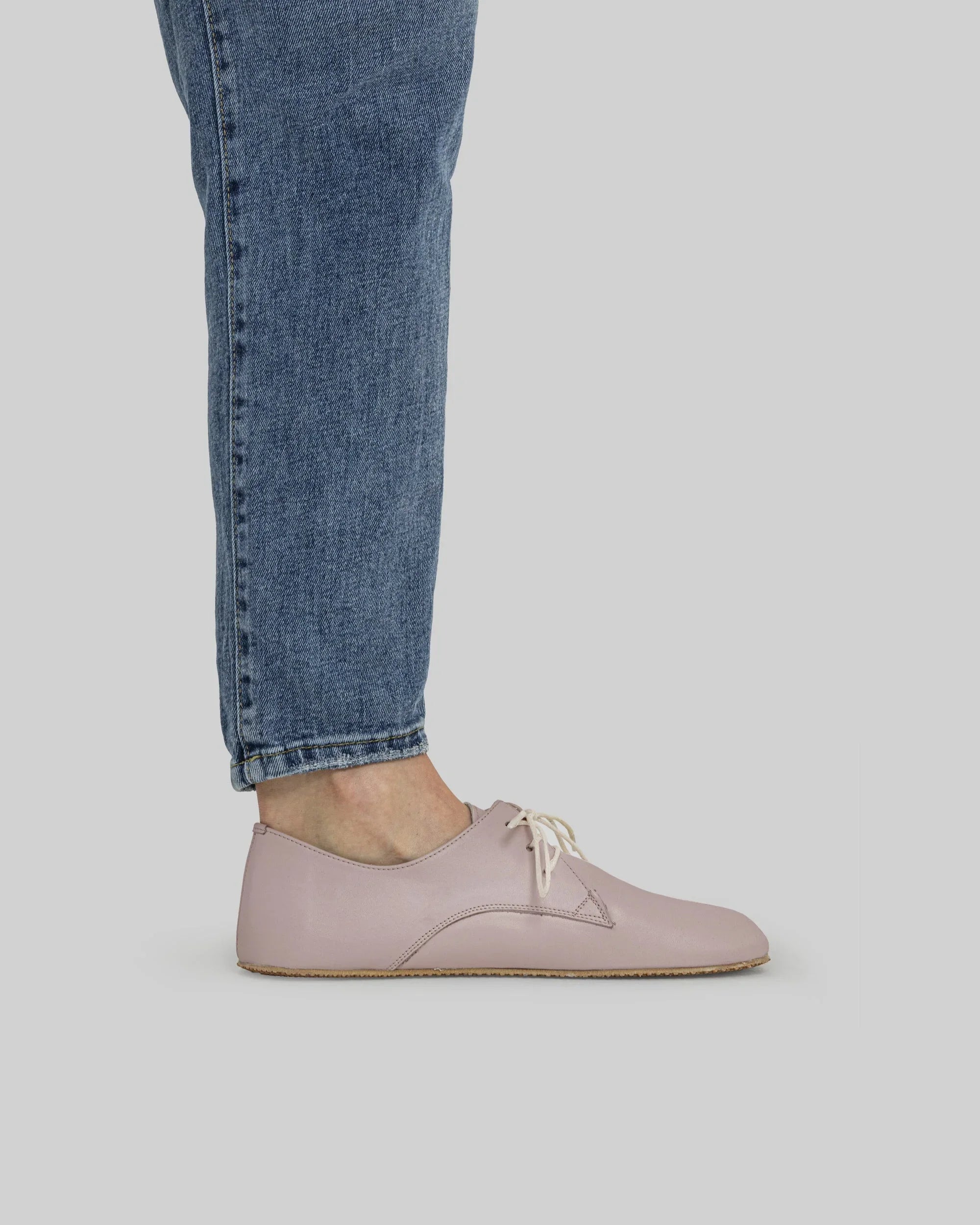 Pair Pink Oxford Shoes - Barefoot Wide Toe Calf Leather | Bespoky