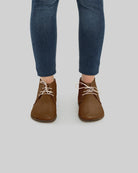 Pair Dark Tan Ankle Boots - Barefoot Wide Toe Calf Leather | Bespoky