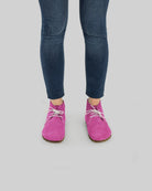 Pair Pink Nubuck Ankle Boots - Barefoot Wide Toe Calf Leather | Bespoky