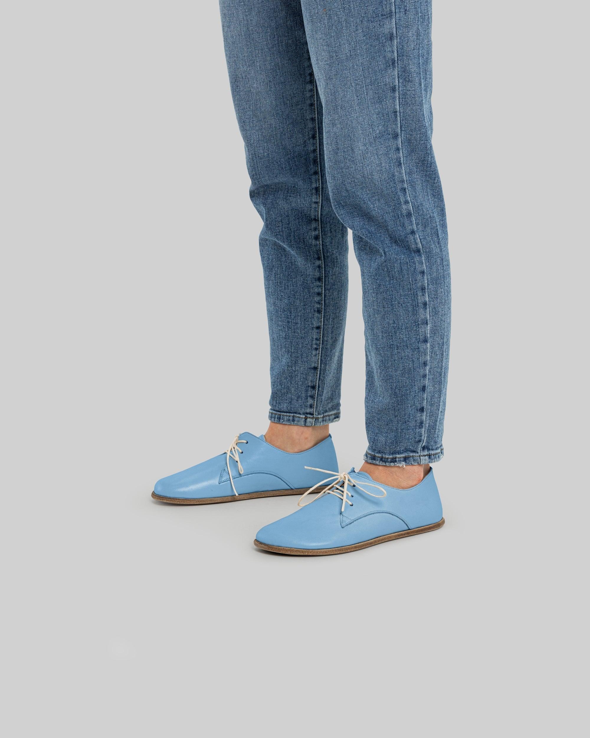 Top view Baby Blue Oxford Shoes - Handcrafted Calf Leather | Bespoky