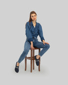Back view Navy Oxford Shoes - Calf Leather Handcrafted | Bespoky