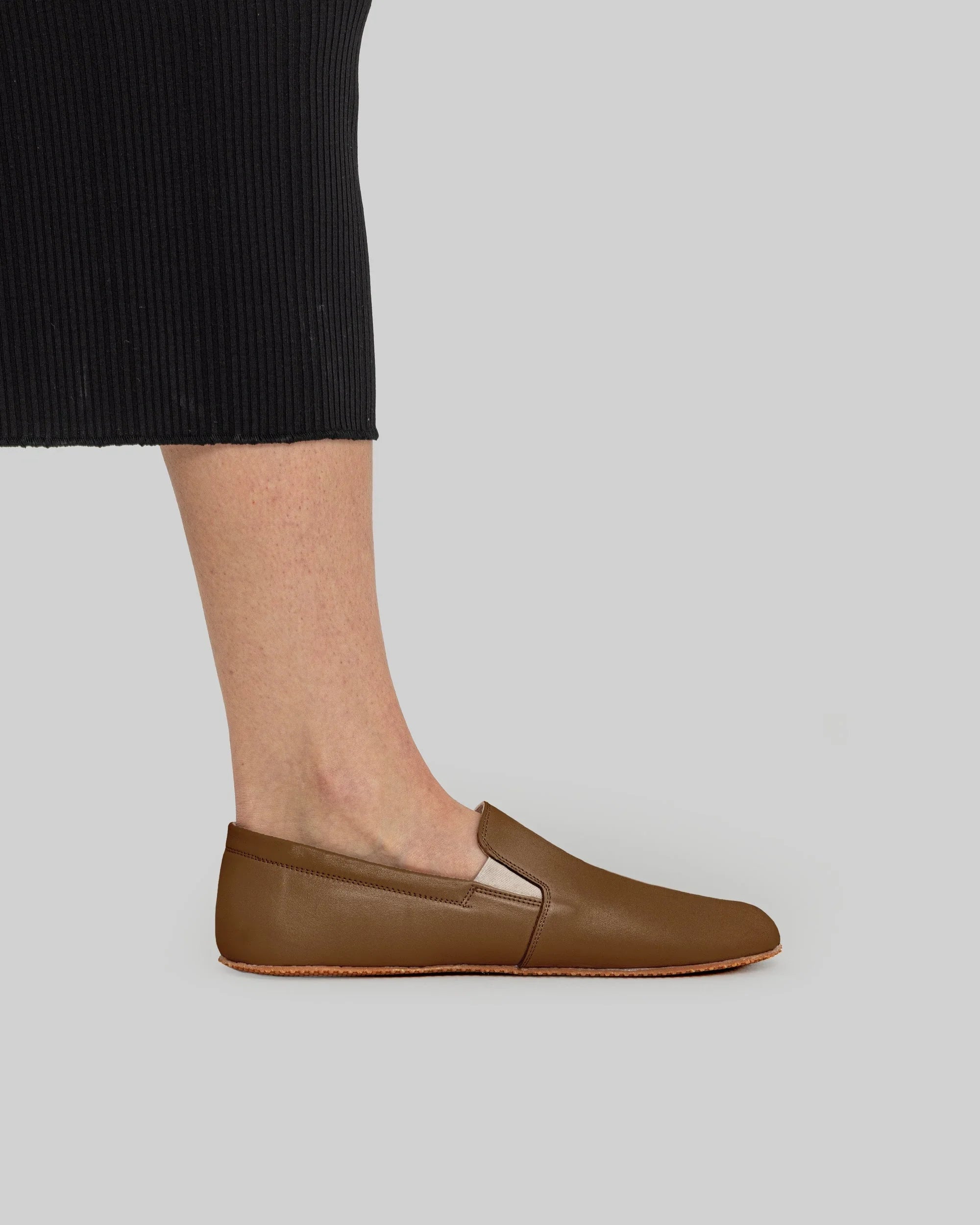 Pair Dark Tan Barefoot Shoes - Barefoot Wide Toe Calf Leather | Bespoky