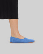 Pair Blue Ballet Flats - Barefoot Wide Toe Calf Leather | Bespoky