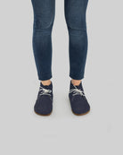 Pair Navy Nubuck Ankle Boots - Barefoot Wide Toe Calf Leather | Bespoky