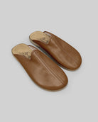 Men's Dark Tan Slippers - Handcrafted Calf Leather Wide Toe Box | Bespoky