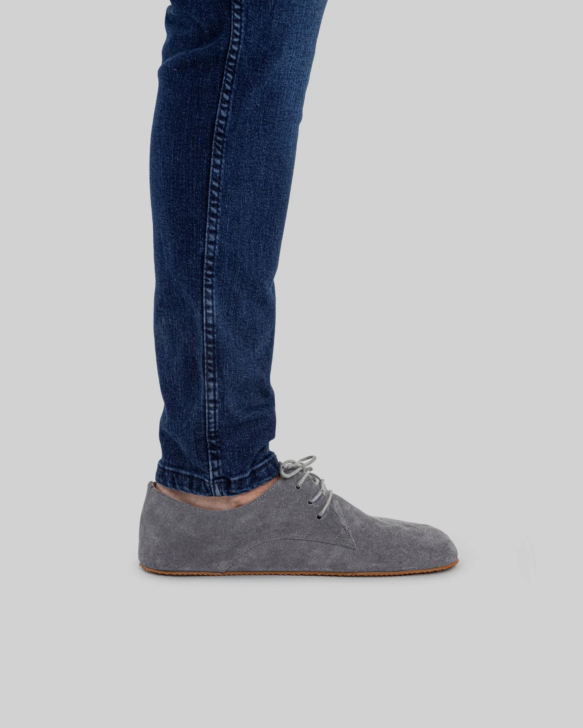 Back view Grey Suede Oxford Shoes - Calf Leather Handcrafted | Bespoky