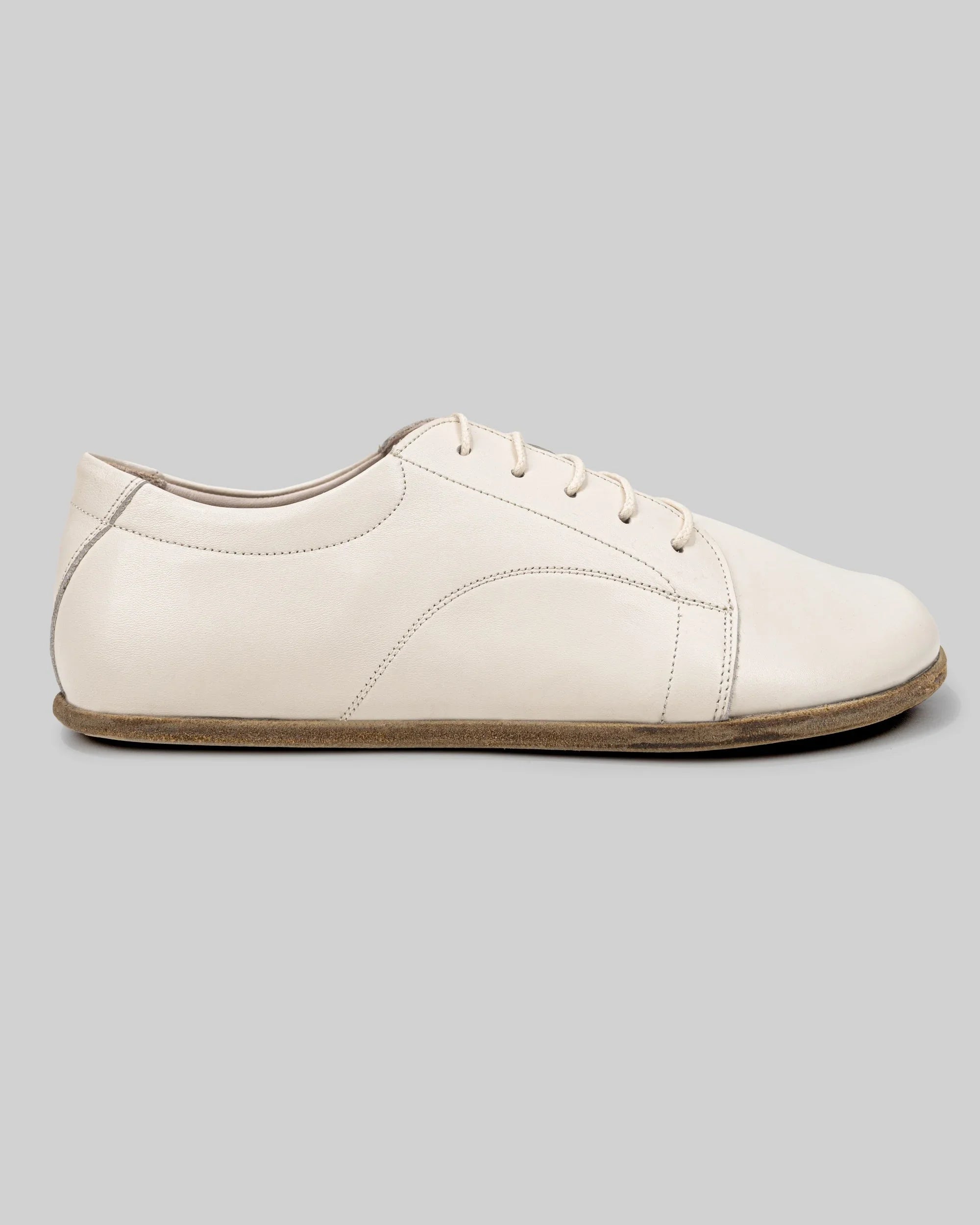 Side view Cream Barefoot Sneaker - Calf Leather Zero Drop | Bespoky