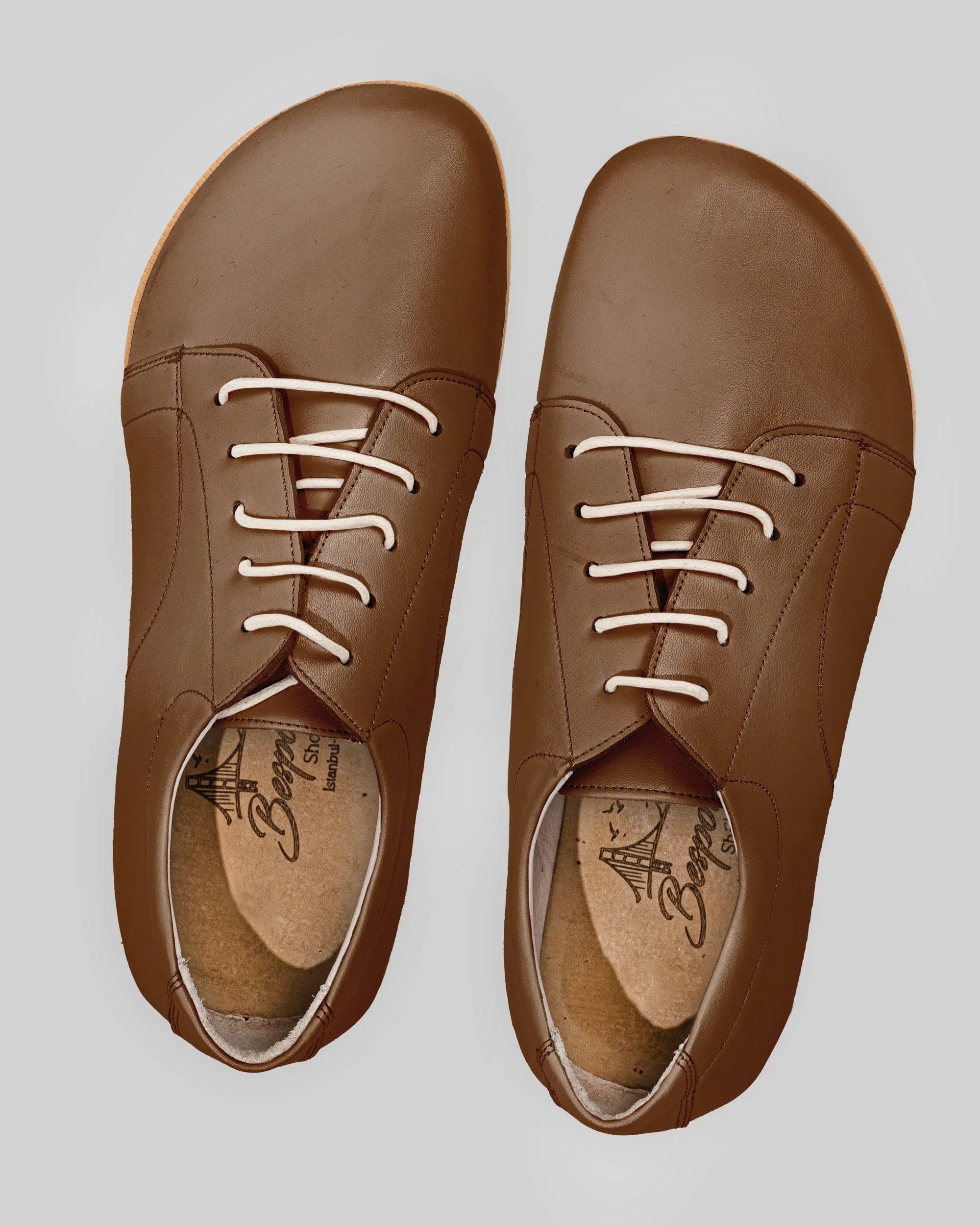 Side view Dark Tan Barefoot Sneaker - Calf Leather Zero Drop | Bespoky