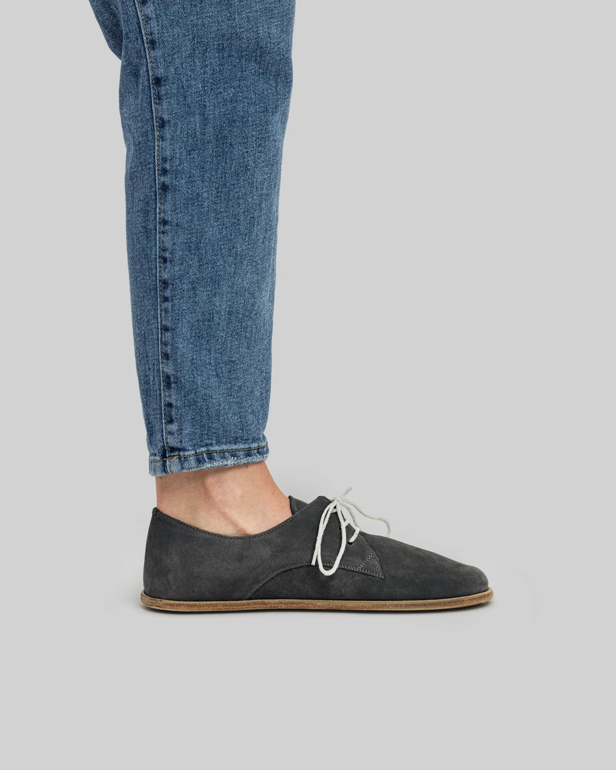 Pair Smoked Oxford Shoes - Barefoot Wide Toe Calf Leather | Bespoky