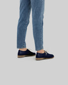 Detail Navy Blue Pointed Toe Oxford - Handcrafted Calf Leather Turkey | Bespoky