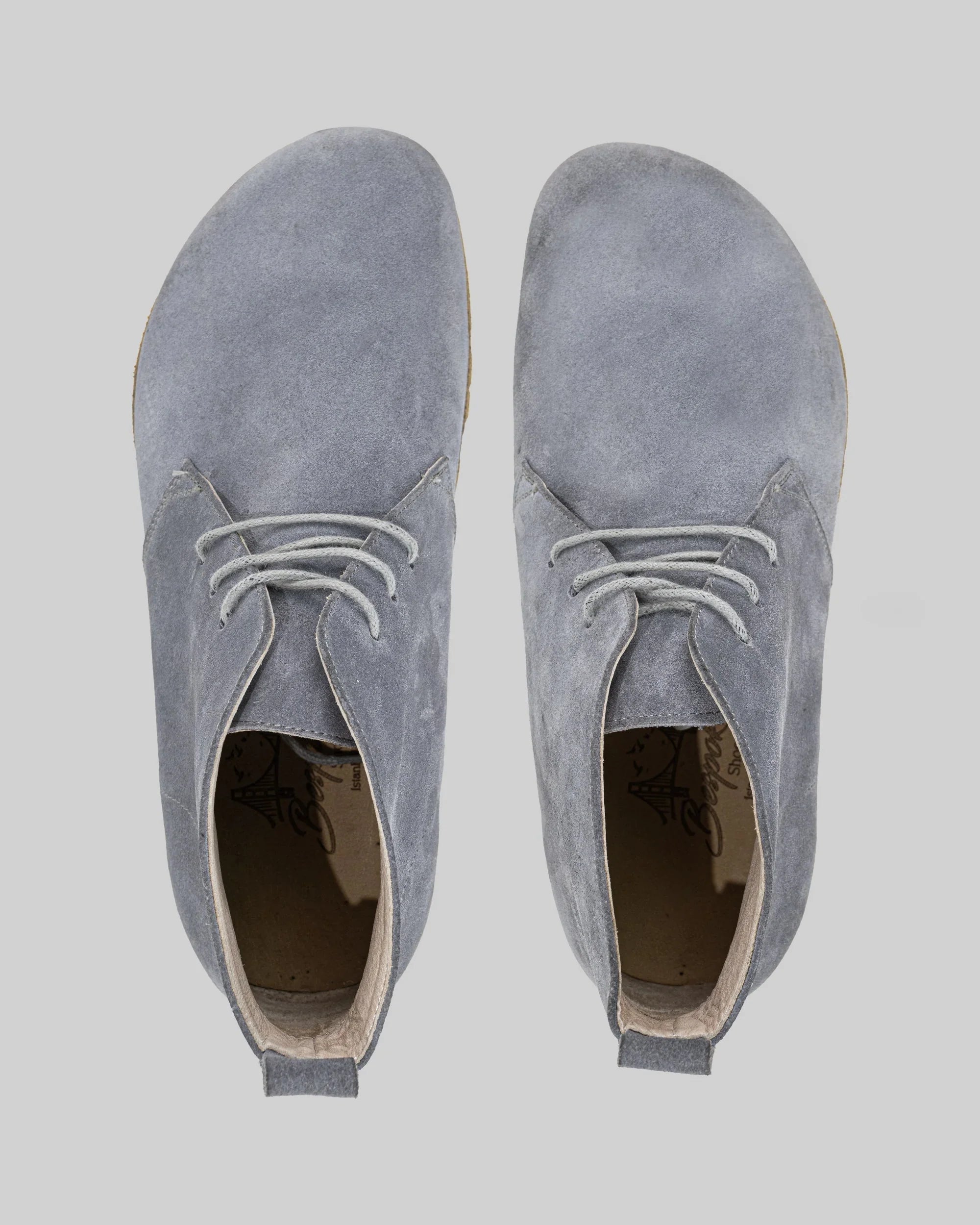 Detail Grey Suede Ankle Boots - Handcrafted Calf Leather Turkey | Bespoky