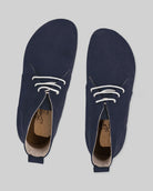 Side view Navy Nubuck Ankle Boots - Calf Leather Zero Drop | Bespoky