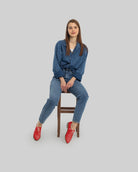 Back view Red Pointed Toe Oxford - Calf Leather Handcrafted | Bespoky