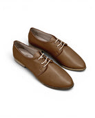 Women's Dark Tan Pointed Toe Oxford - Handcrafted Calf Leather Wide Toe Box | Bespoky