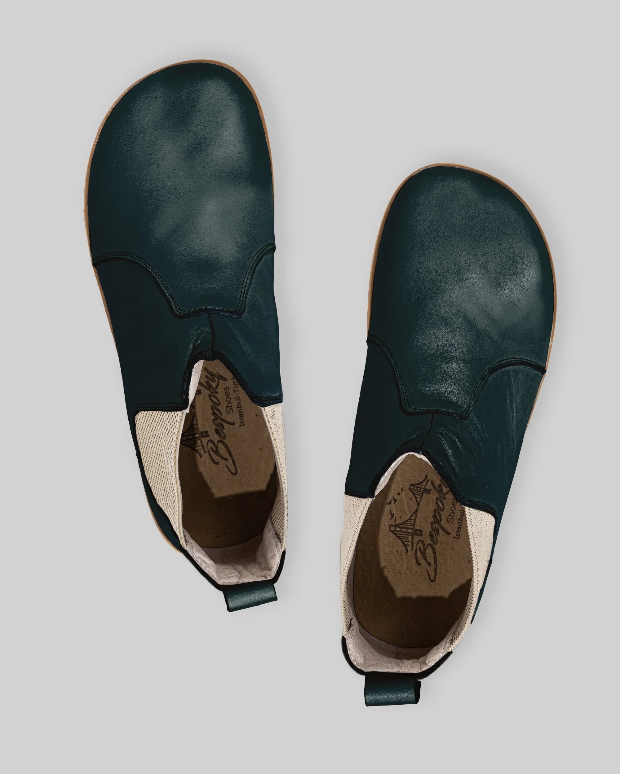Side view Dark Green Chelsea Boots - Calf Leather Zero Drop | Bespoky