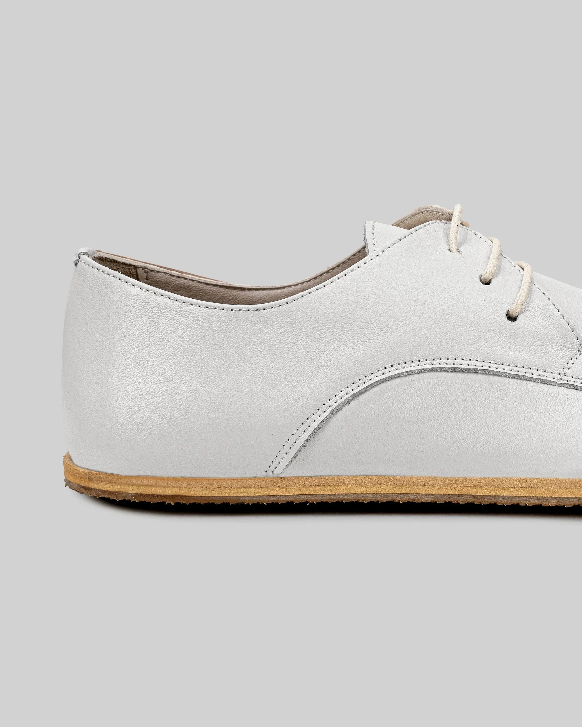 Side view White Oxford Shoes - Calf Leather Zero Drop | Bespoky