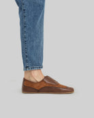 Detail Brown Moccosin Shoes - Handcrafted Calf Leather Turkey | Bespoky