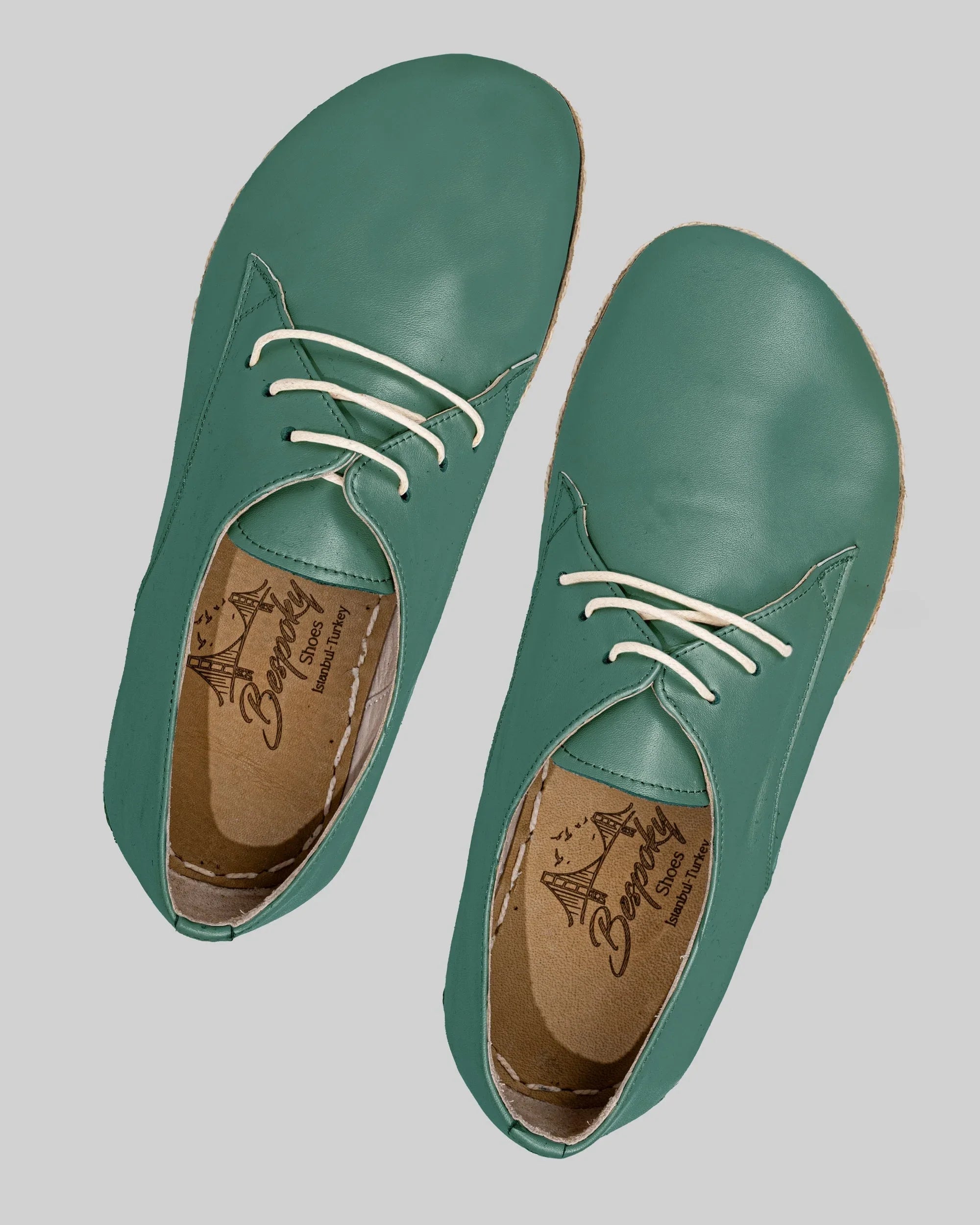 Back view Green Oxford Shoes - Calf Leather Handcrafted | Bespoky