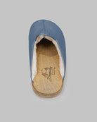 Back view Jean Blue Shearling Slippers - Calf Leather Handcrafted | Bespoky