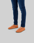 Side view Orange Suede Oxford Shoes - Calf Leather Zero Drop | Bespoky