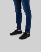 Side view Black Suede Oxford Shoes - Calf Leather Zero Drop | Bespoky
