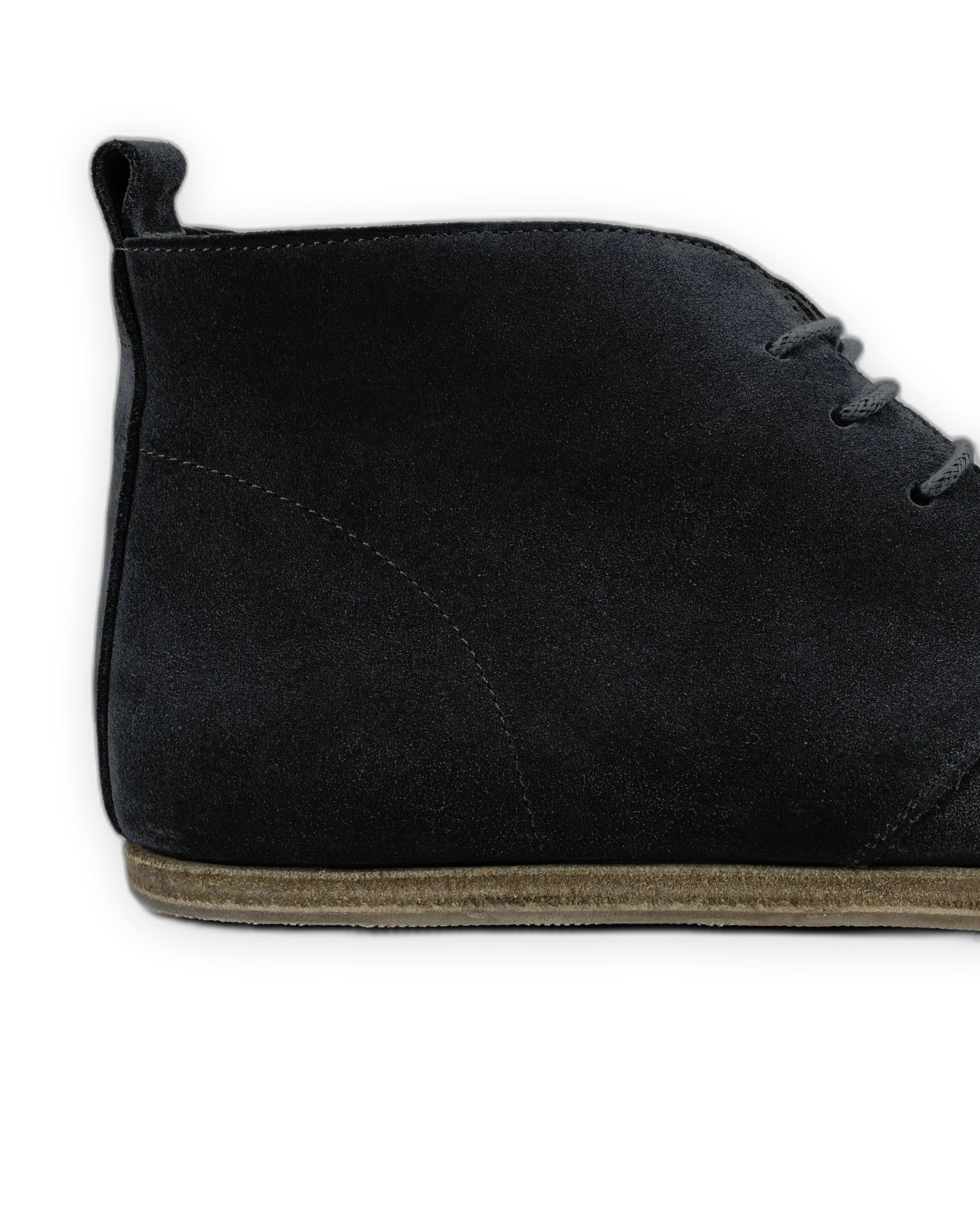 Side view Black Suede Ankle Boots - Calf Leather Zero Drop | Bespoky